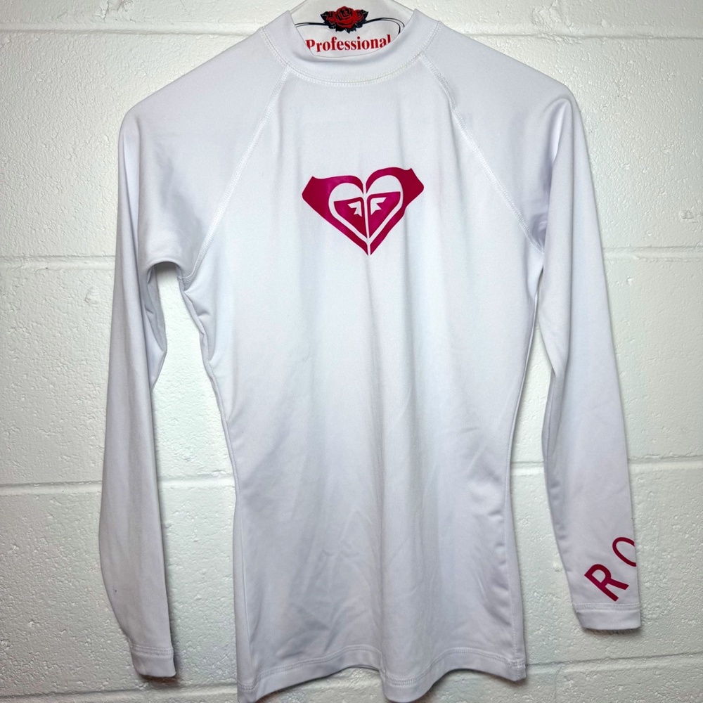 Roxy White and Pink Women's Swim Top